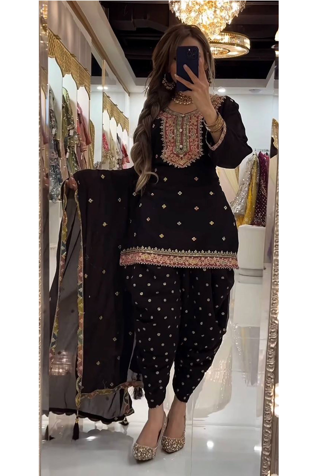 SHAFNUFAB Women's Georgette Ethnic Wear for WomenSemi StitchedSalwarSuit  SF251288