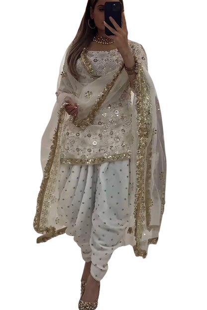 SHAFNUFAB Women's Georgette Ethnic Wear for WomenSemi StitchedSalwarSuit  SF251289