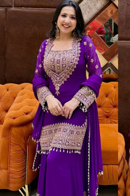 SHAFNUFAB Women's Georgette Ethnic Wear for WomenSemi StitchedSalwarSuit  SF251290
