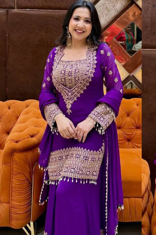 SHAFNUFAB Women's Georgette Ethnic Wear for WomenSemi StitchedSalwarSuit  SF251290