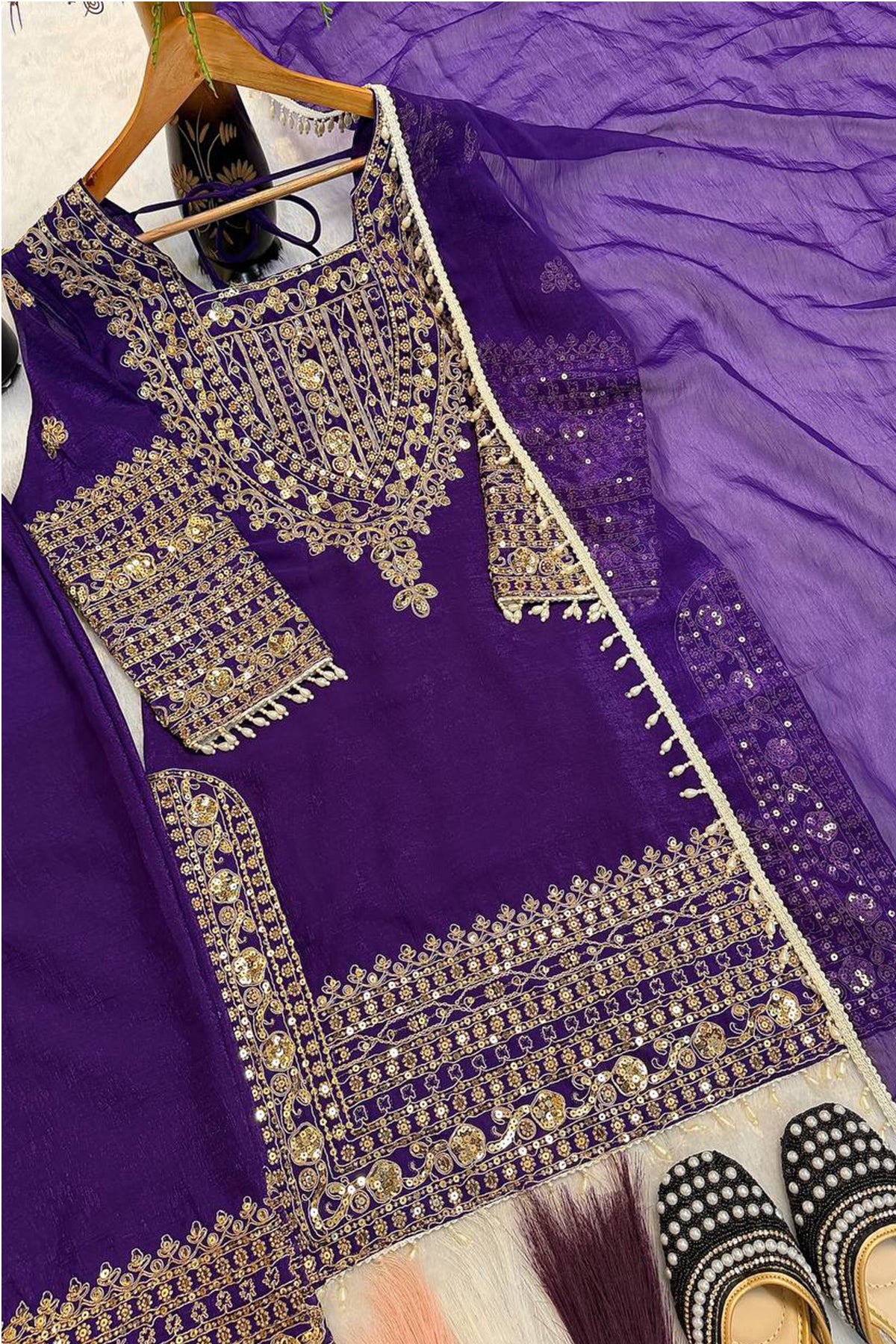 SHAFNUFAB Women's Georgette Ethnic Wear for WomenSemi StitchedSalwarSuit  SF251290