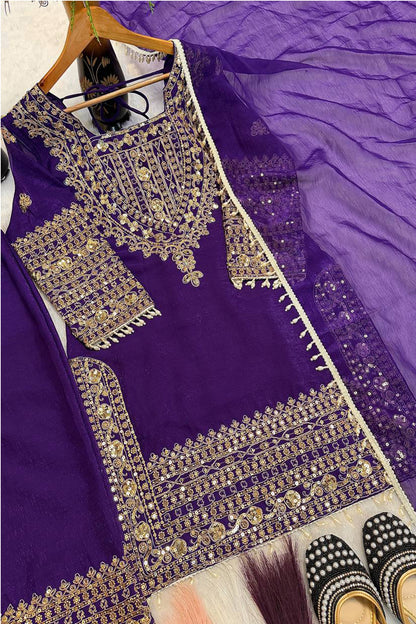 SHAFNUFAB Women's Georgette Ethnic Wear for WomenSemi StitchedSalwarSuit  SF251290