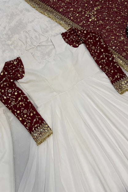 SHAFNUFAB Women's Georgette Ethnic Wear for WomenSemi StitchedSalwarSuit  SF251291