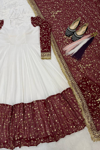 SHAFNUFAB Women's Georgette Ethnic Wear for WomenSemi StitchedSalwarSuit  SF251291