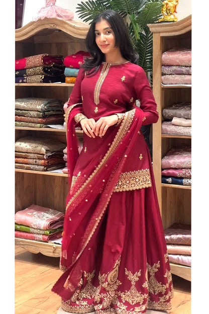 SHAFNUFAB Women's Georgette Ethnic Wear for WomenSemi StitchedSalwarSuit  SF251292
