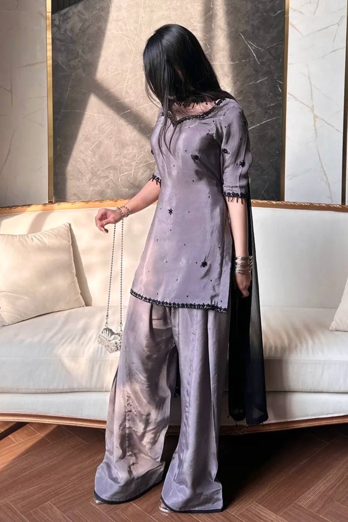 SHAFNUFAB Women's Georgette Ethnic Wear for WomenSemi StitchedSalwarSuit  SF251293