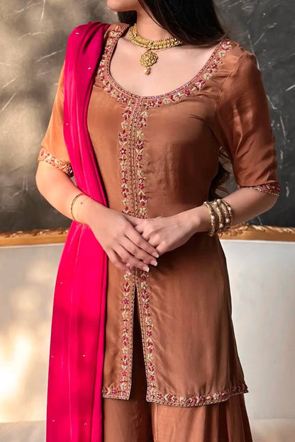 SHAFNUFAB Women's Georgette Ethnic Wear for WomenSemi StitchedSalwarSuit  SF251295