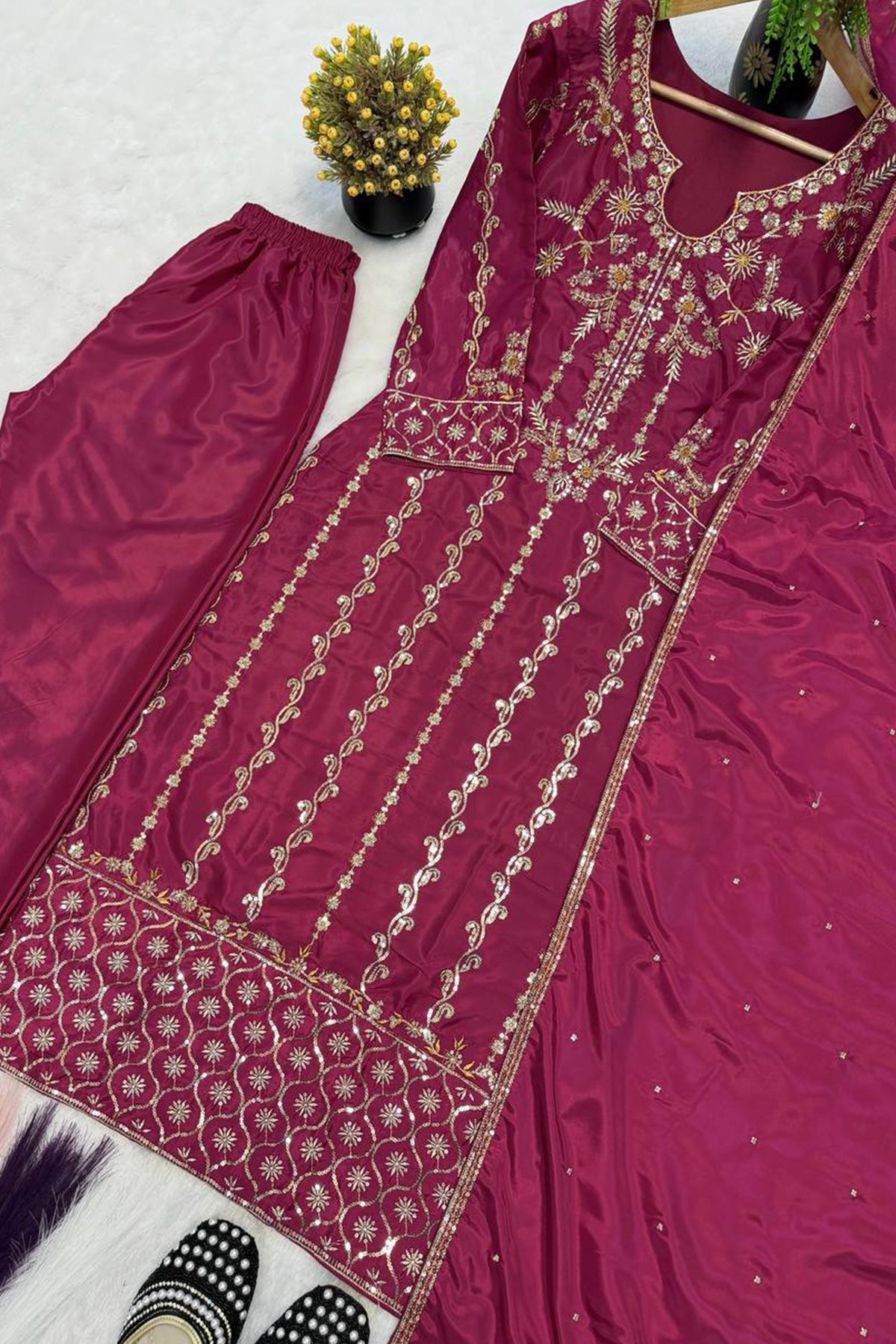 SHAFNUFAB Women's Georgette Ethnic Wear for WomenSemi StitchedSalwarSuit  SF251296