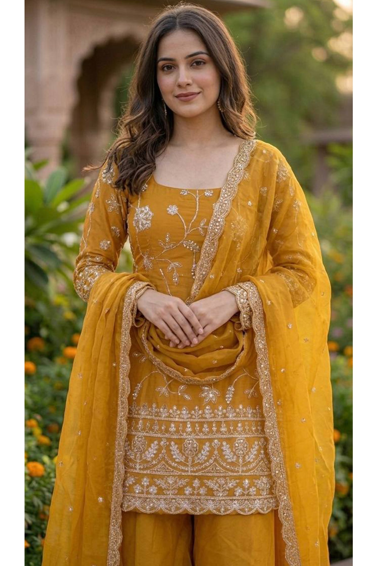 SHAFNUFAB Women's Georgette Ethnic Wear for WomenSemi StitchedSalwarSuit  SF251297