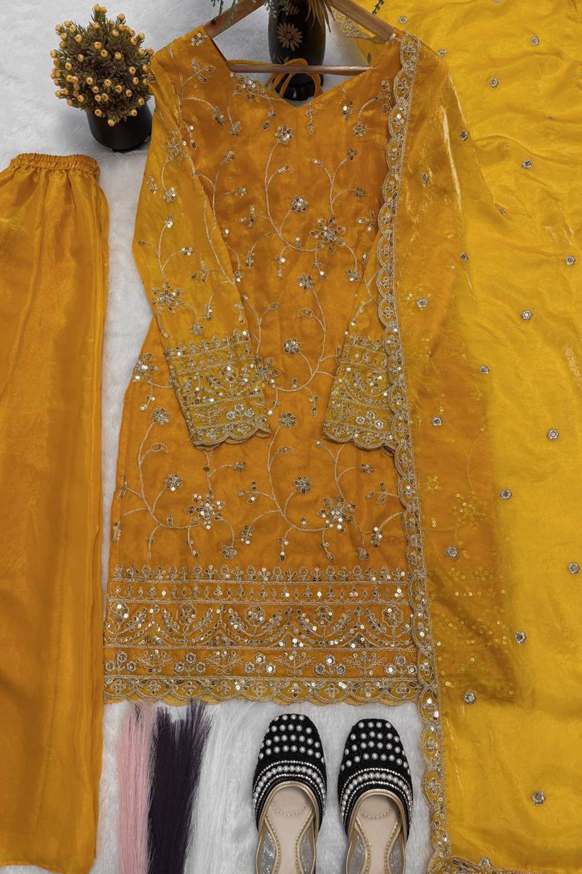 SHAFNUFAB Women's Georgette Ethnic Wear for WomenSemi StitchedSalwarSuit  SF251297