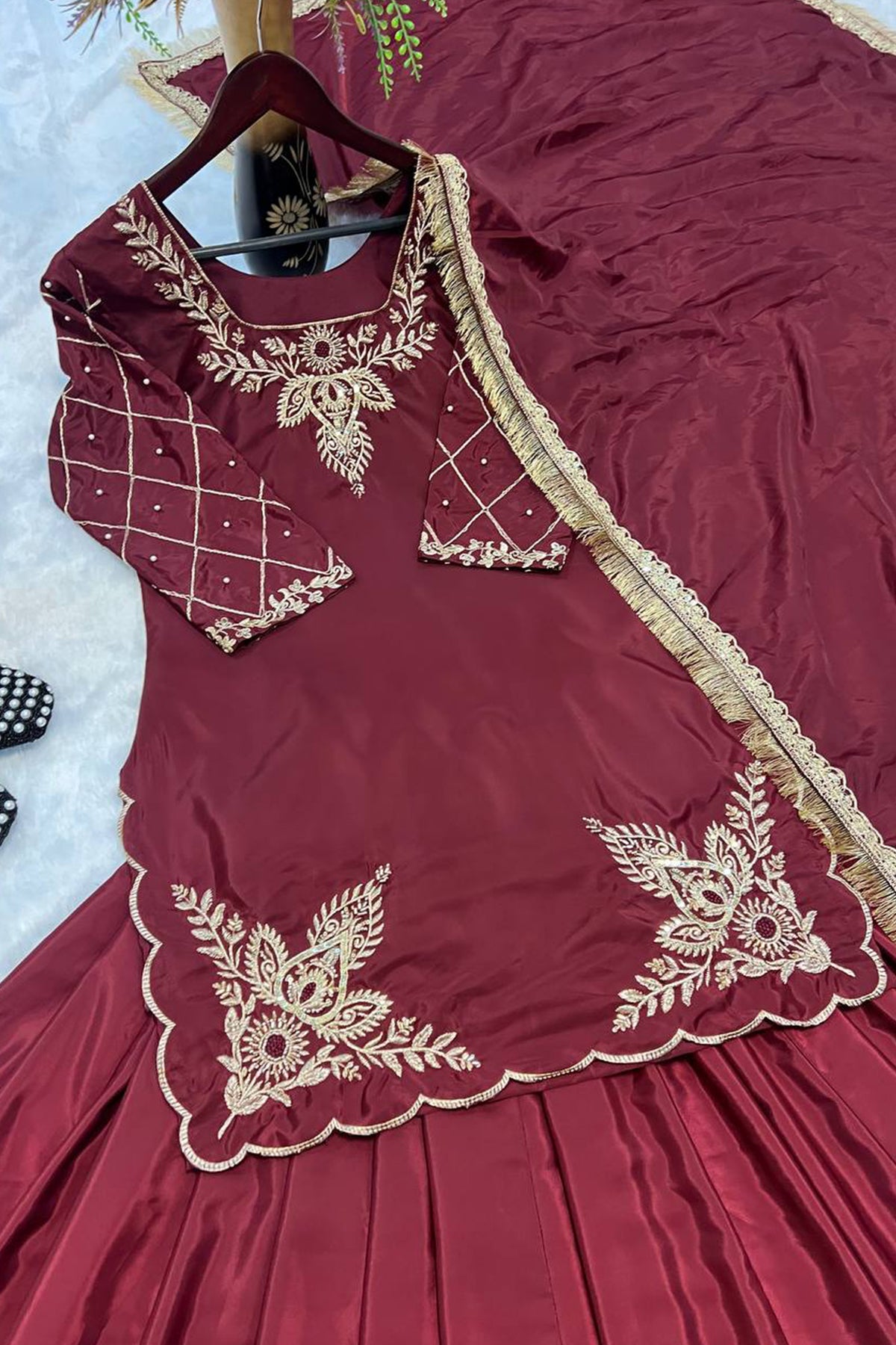 SHAFNUFAB Women's Georgette Ethnic Wear for WomenSemi StitchedSalwarSuit  SF251300