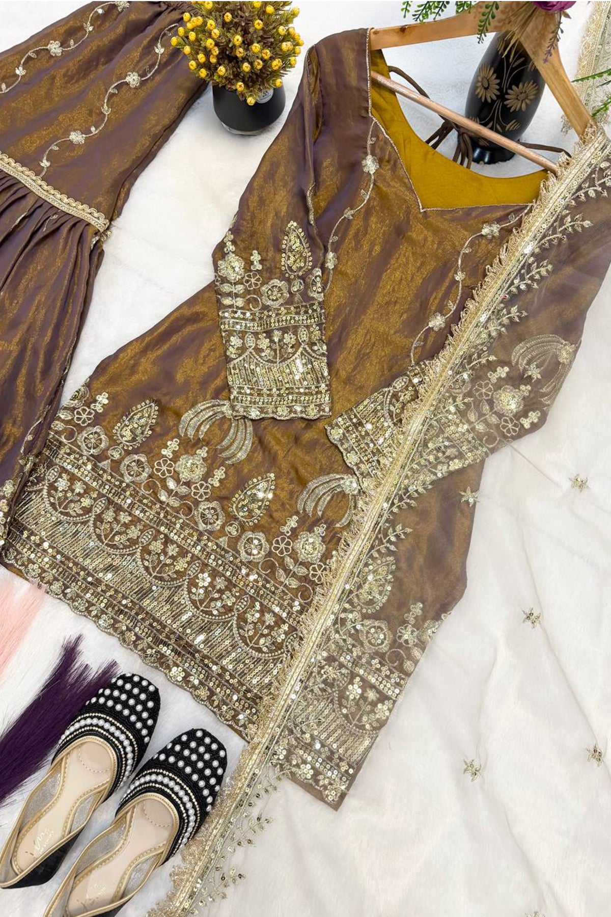 SHAFNUFAB Women's Georgette Ethnic Wear for WomenSemi StitchedSalwarSuit  SF251301