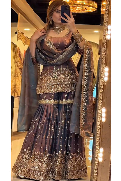 SHAFNUFAB Women's Georgette Ethnic Wear for WomenSemi StitchedSalwarSuit  SF251302
