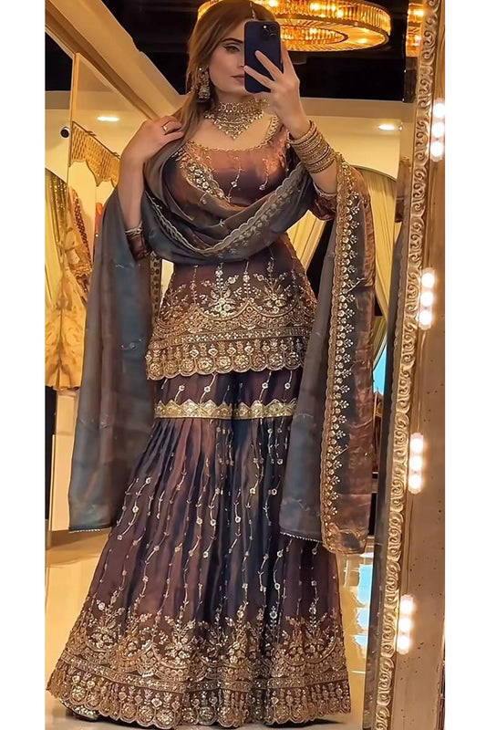 SHAFNUFAB Women's Georgette Ethnic Wear for WomenSemi StitchedSalwarSuit  SF251302