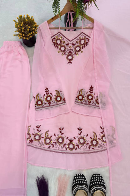 SHAFNUFAB Women's Georgette Ethnic Wear for WomenSemi StitchedSalwarSuit  SF251304