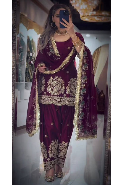 SHAFNUFAB Women's Georgette Ethnic Wear for WomenSemi StitchedSalwarSuit  SF251305