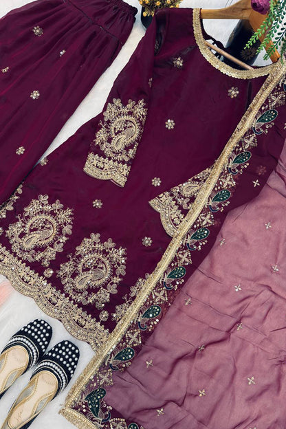 SHAFNUFAB Women's Georgette Ethnic Wear for WomenSemi StitchedSalwarSuit  SF251305