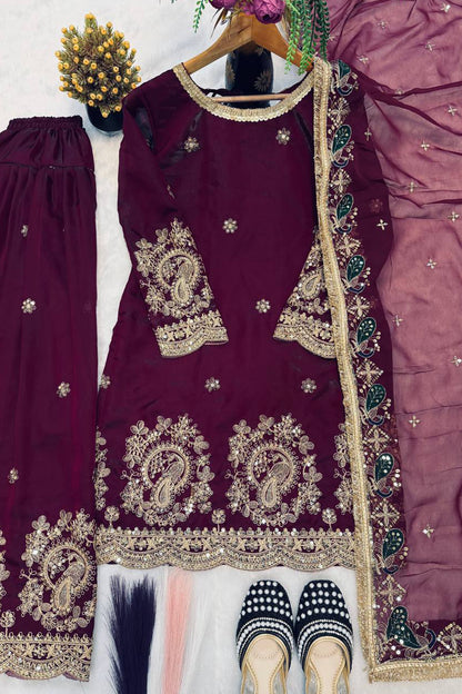 SHAFNUFAB Women's Georgette Ethnic Wear for WomenSemi StitchedSalwarSuit  SF251305