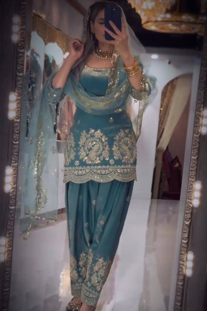 SHAFNUFAB Women's Georgette Ethnic Wear for WomenSemi StitchedSalwarSuit  SF251306