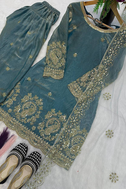 SHAFNUFAB Women's Georgette Ethnic Wear for WomenSemi StitchedSalwarSuit  SF251306