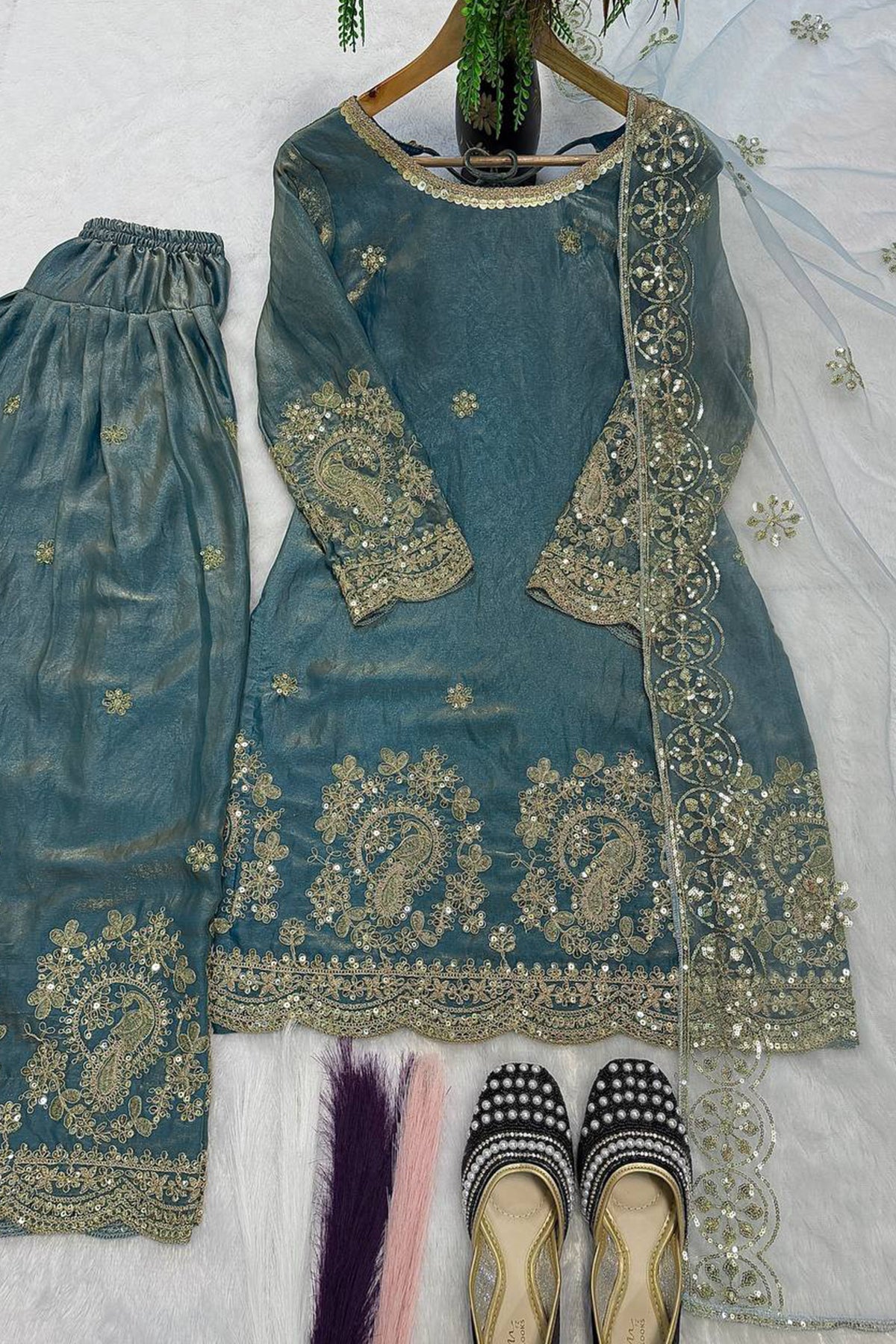 SHAFNUFAB Women's Georgette Ethnic Wear for WomenSemi StitchedSalwarSuit  SF251306