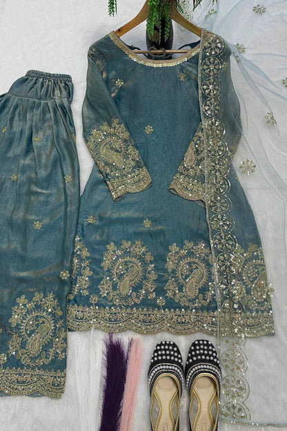 SHAFNUFAB Women's Georgette Ethnic Wear for WomenSemi StitchedSalwarSuit  SF251306