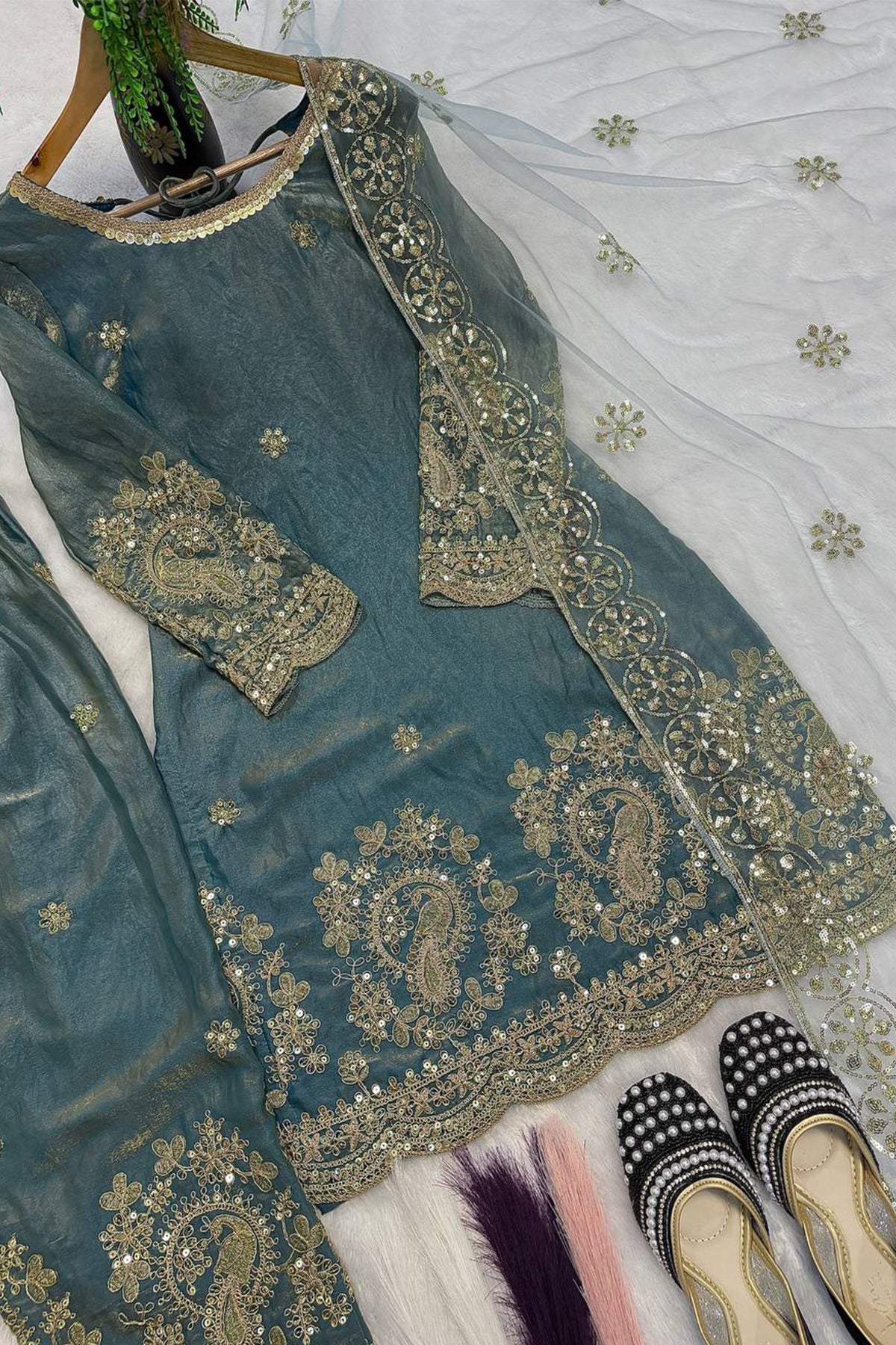 SHAFNUFAB Women's Georgette Ethnic Wear for WomenSemi StitchedSalwarSuit  SF251306