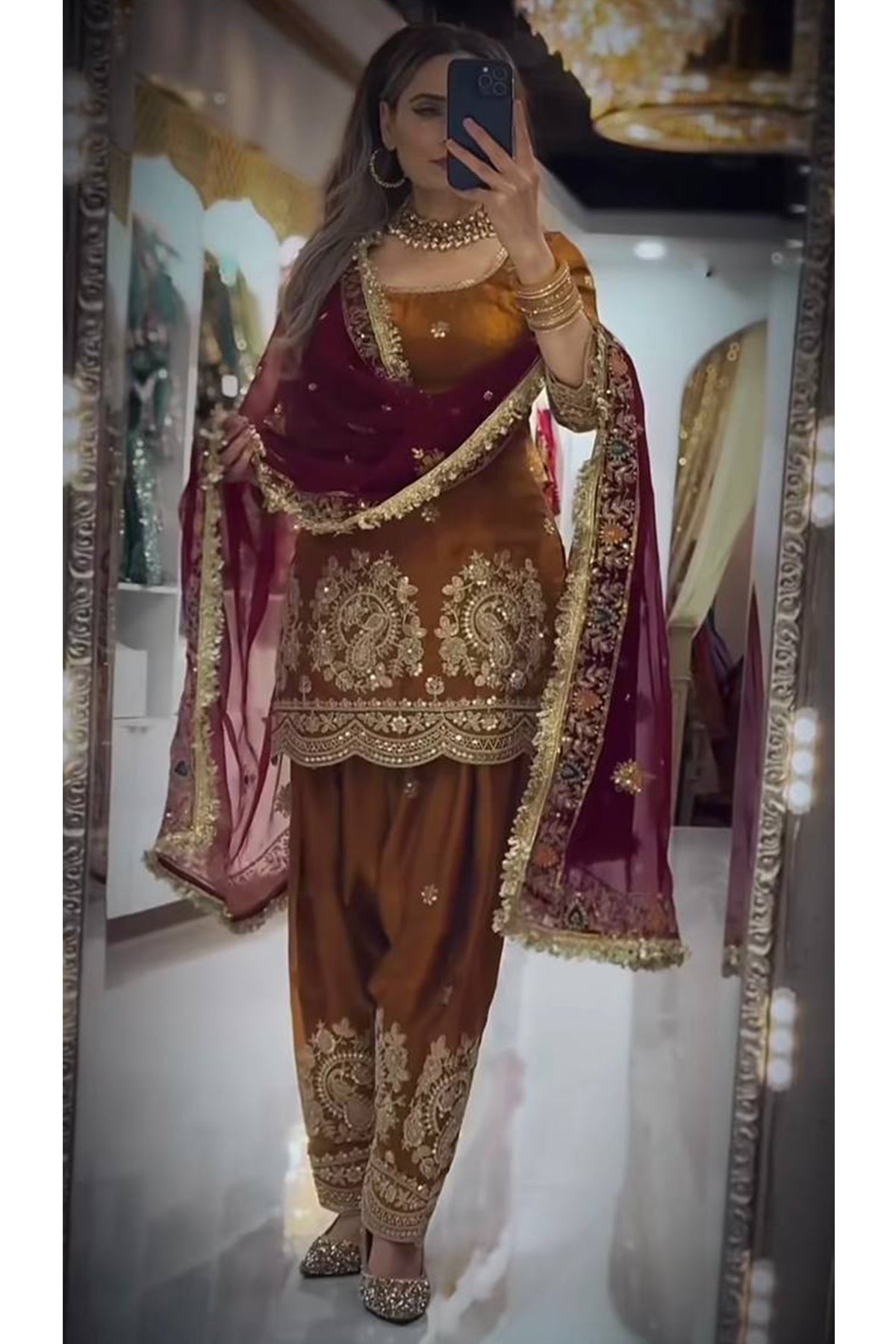 SHAFNUFAB Women's Georgette Ethnic Wear for WomenSemi StitchedSalwarSuit  SF251307