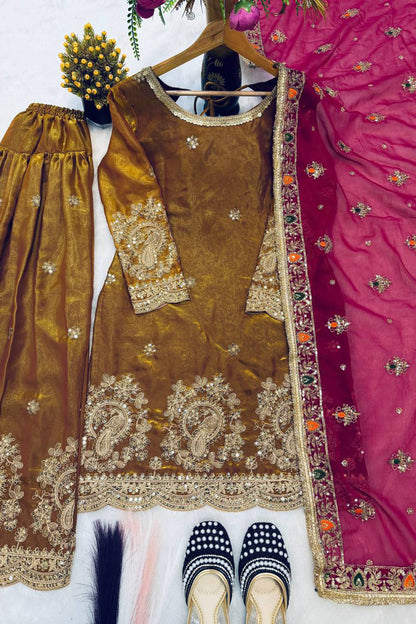 SHAFNUFAB Women's Georgette Ethnic Wear for WomenSemi StitchedSalwarSuit  SF251307
