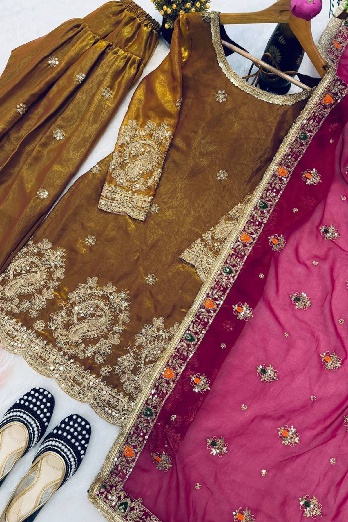 SHAFNUFAB Women's Georgette Ethnic Wear for WomenSemi StitchedSalwarSuit  SF251307