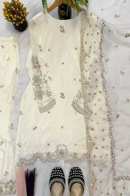 SHAFNUFAB Women's Georgette Ethnic Wear for WomenSemi StitchedSalwarSuit  SF251308