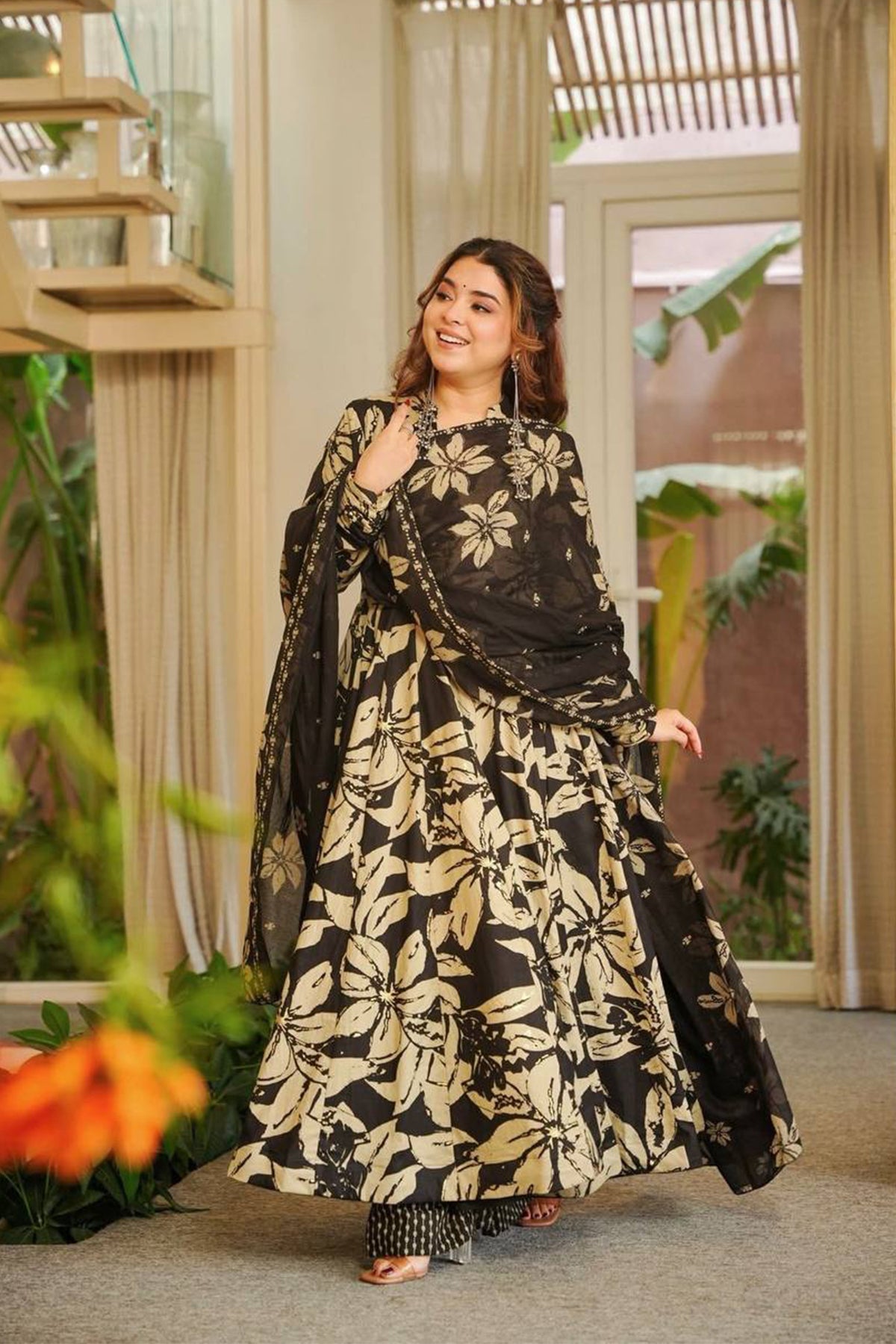 SHAFNUFAB Women's Georgette Ethnic Wear for WomenSemi StitchedSalwarSuit  SF251309