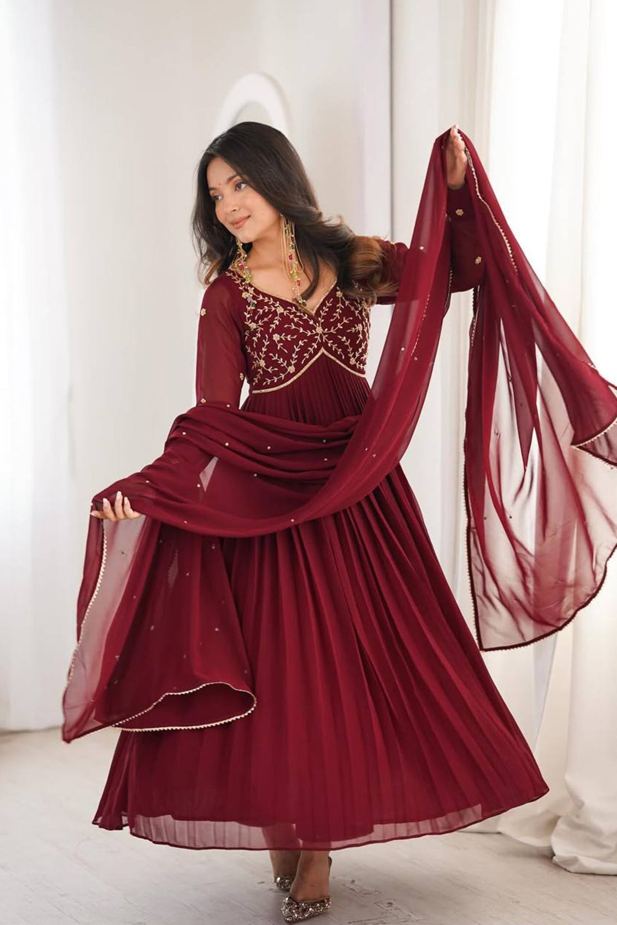 SHAFNUFAB Women's Georgette Ethnic Wear for WomenSemi StitchedSalwarSuit  SF251310