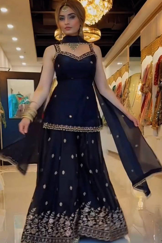 SHAFNUFAB Women's Georgette Ethnic Wear for WomenSemi StitchedSalwarSuit  SF251312