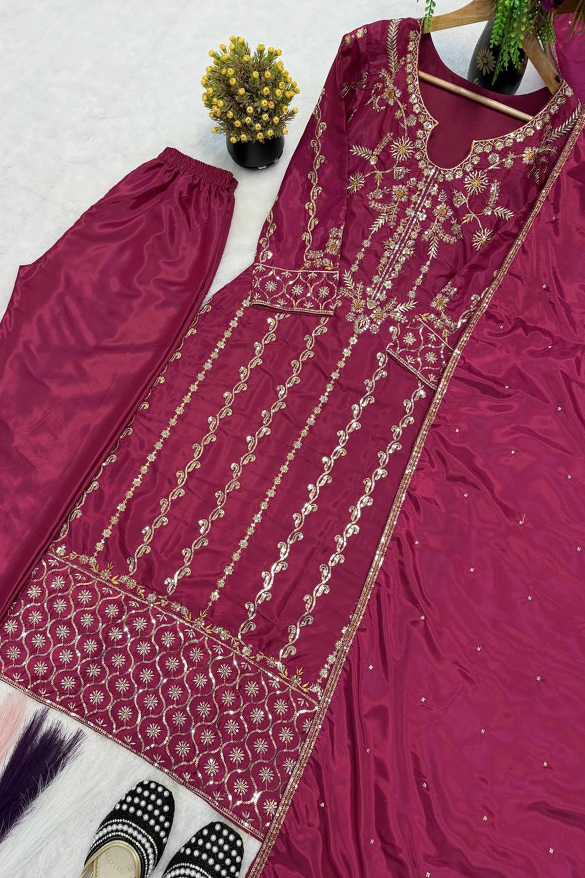SHAFNUFAB Women's Georgette Ethnic Wear for WomenSemi StitchedSalwarSuit  SF251313