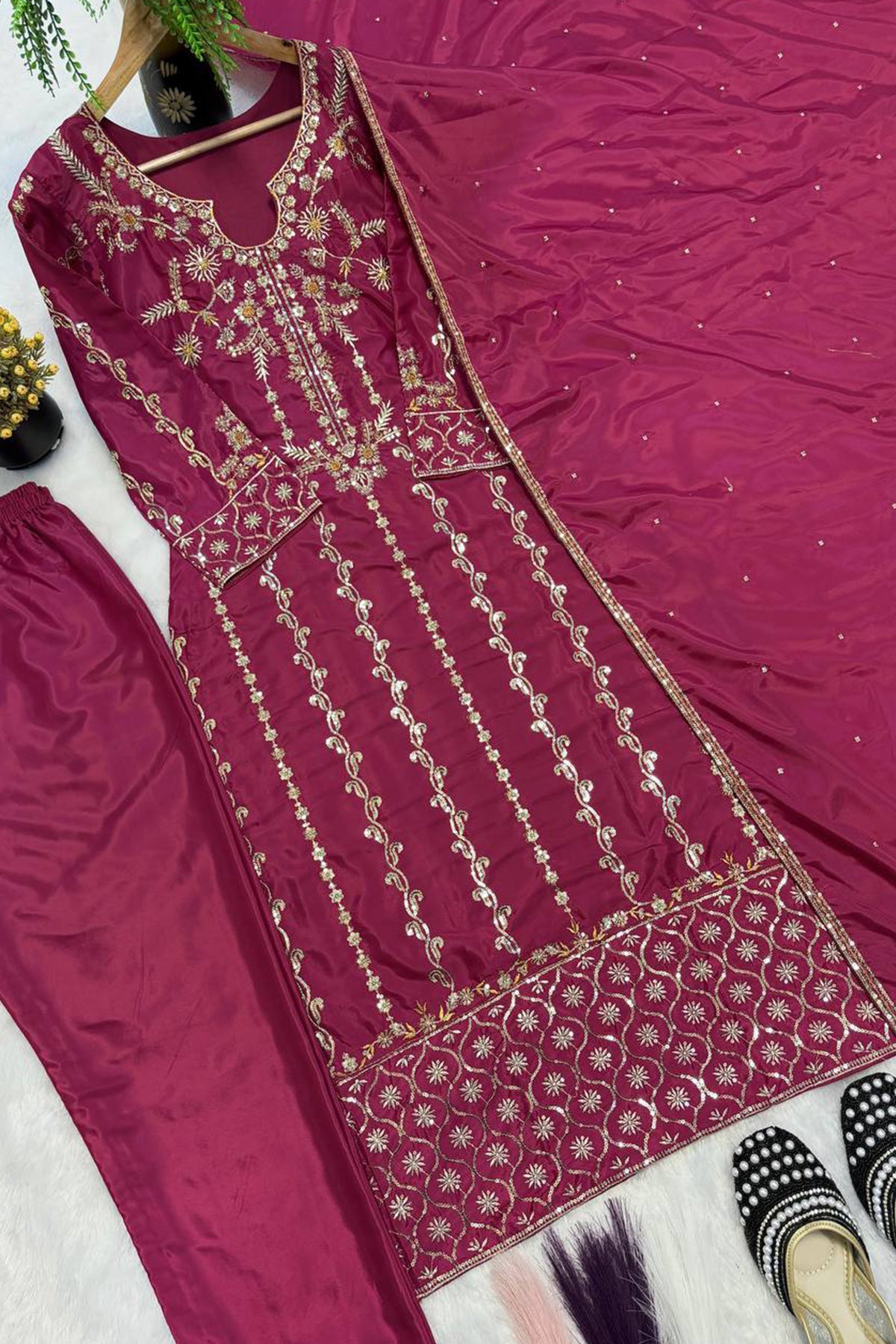 SHAFNUFAB Women's Georgette Ethnic Wear for WomenSemi StitchedSalwarSuit  SF251313