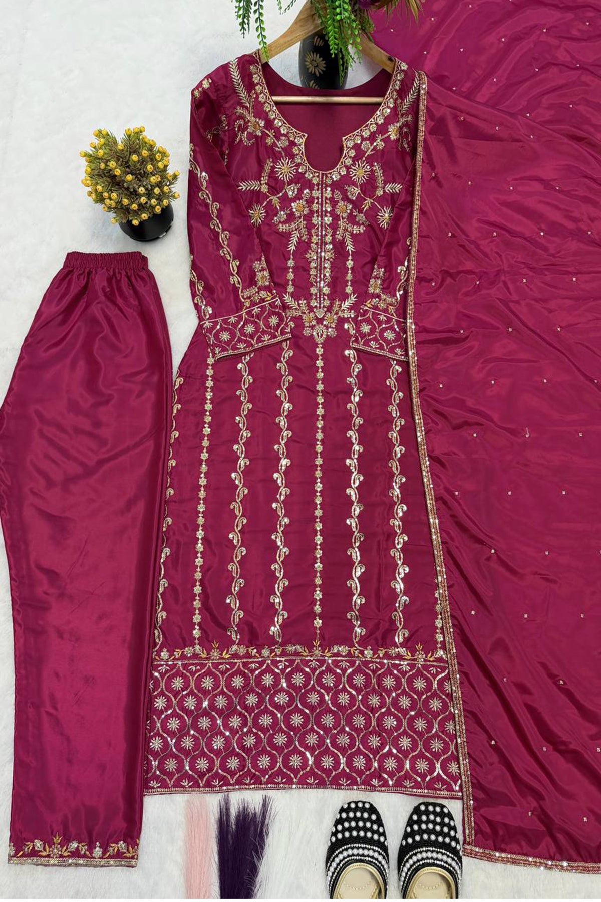 SHAFNUFAB Women's Georgette Ethnic Wear for WomenSemi StitchedSalwarSuit  SF251313