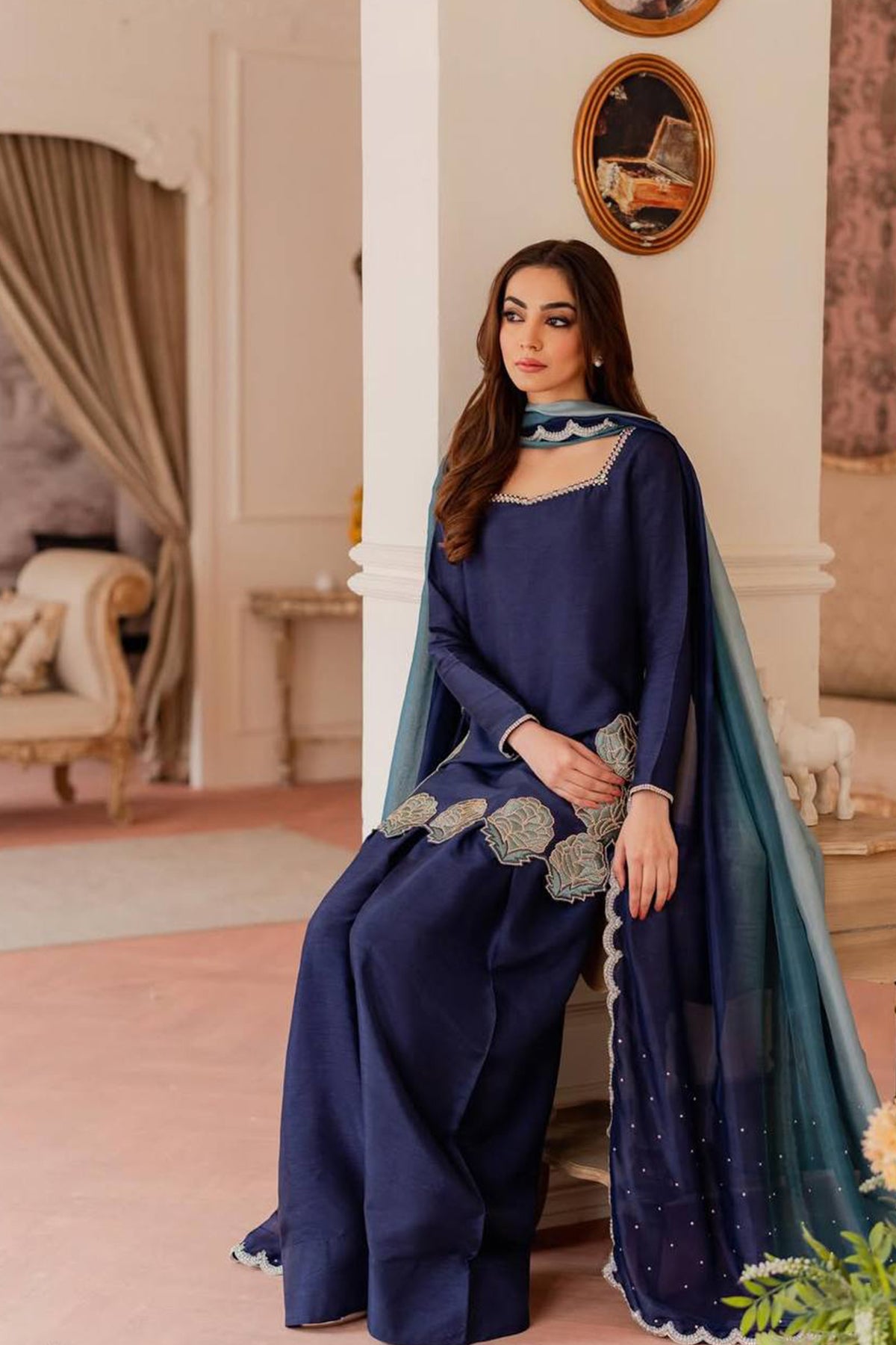 SHAFNUFAB Women's Georgette Ethnic Wear for WomenSemi StitchedSalwarSuit  SF251317
