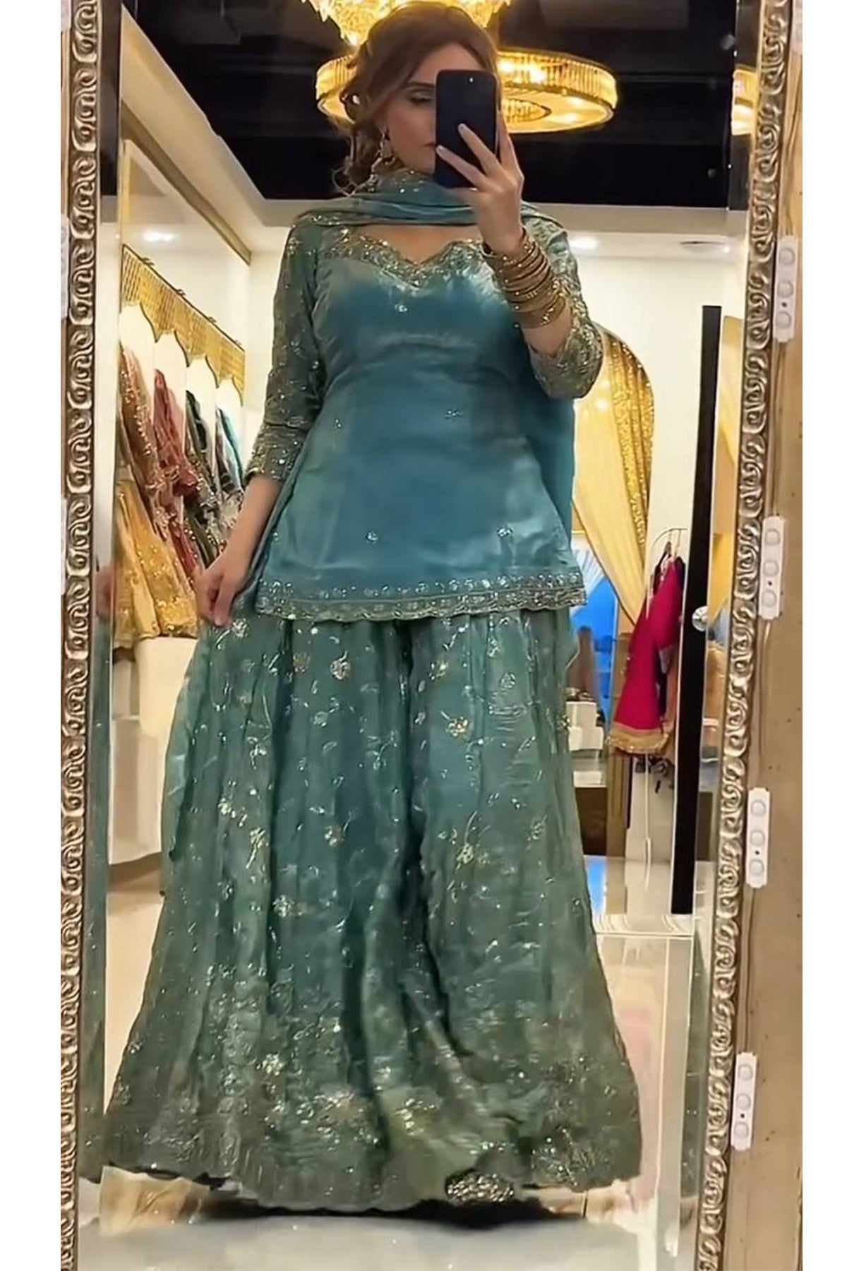 SHAFNUFAB Women's Georgette Ethnic Wear for WomenSemi StitchedSalwarSuit  SF251319