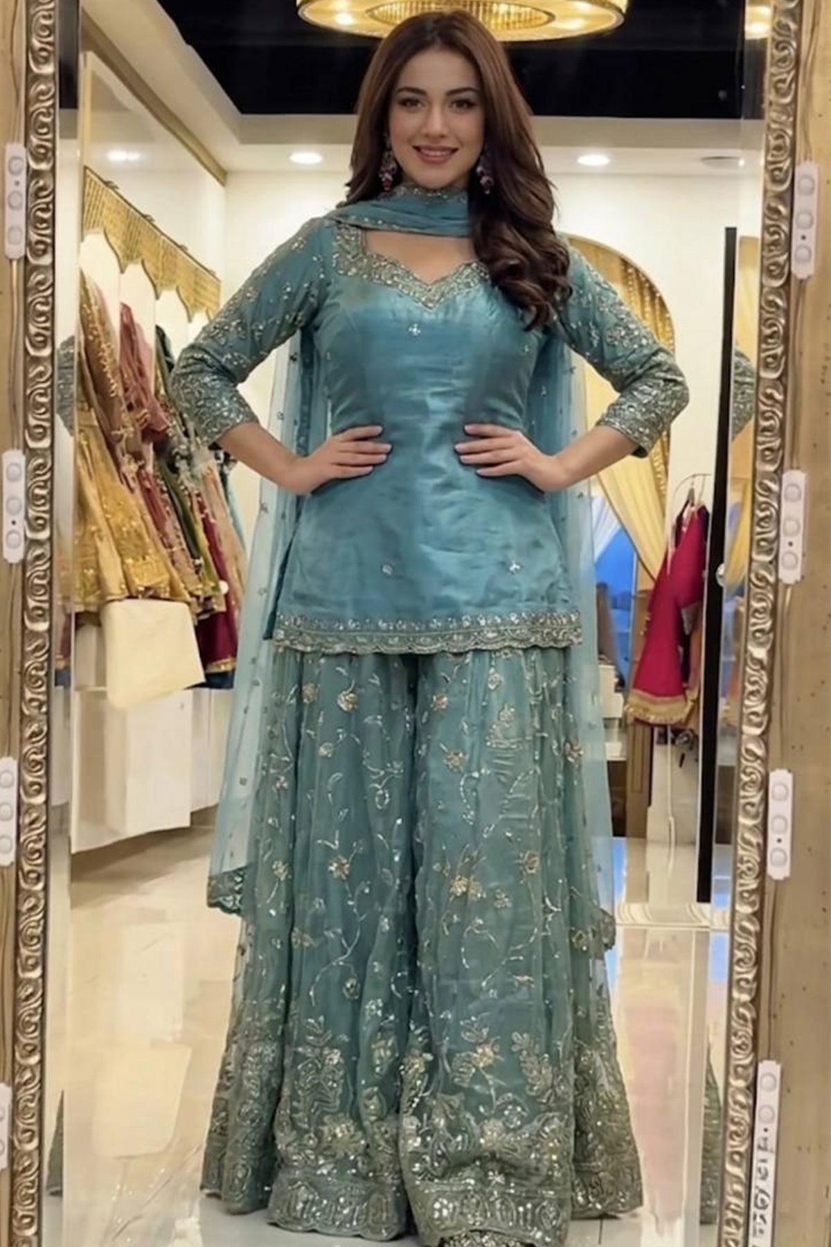 SHAFNUFAB Women's Georgette Ethnic Wear for WomenSemi StitchedSalwarSuit  SF251319