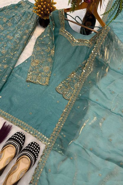 SHAFNUFAB Women's Georgette Ethnic Wear for WomenSemi StitchedSalwarSuit  SF251319