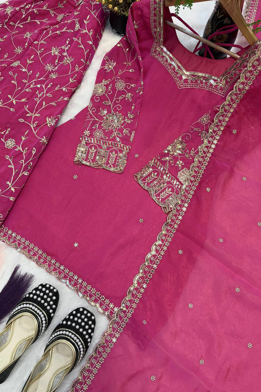 SHAFNUFAB Women's Georgette Ethnic Wear for WomenSemi StitchedSalwarSuit  SF251320