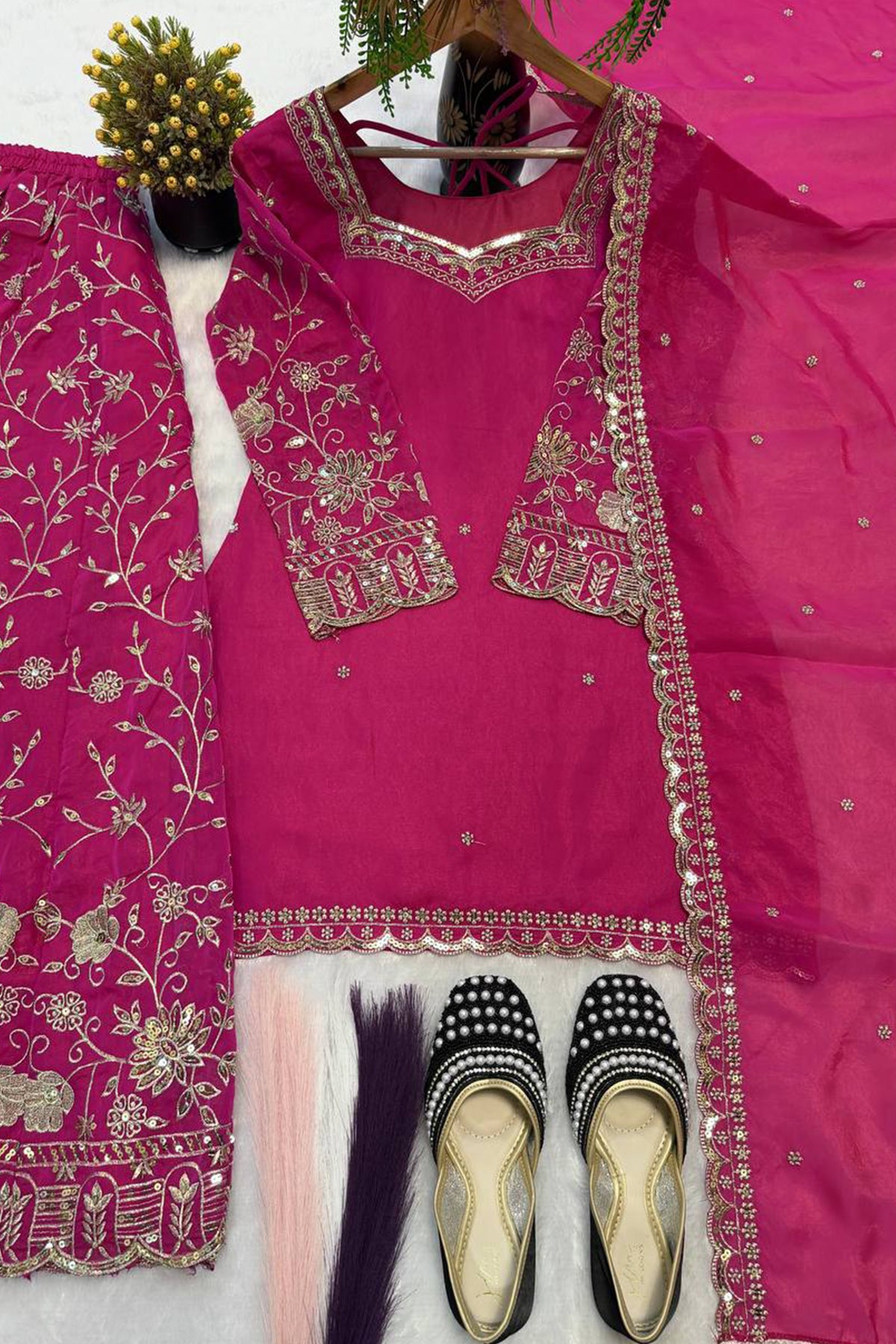 SHAFNUFAB Women's Georgette Ethnic Wear for WomenSemi StitchedSalwarSuit  SF251320