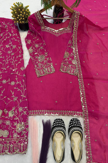 SHAFNUFAB Women's Georgette Ethnic Wear for WomenSemi StitchedSalwarSuit  SF251320