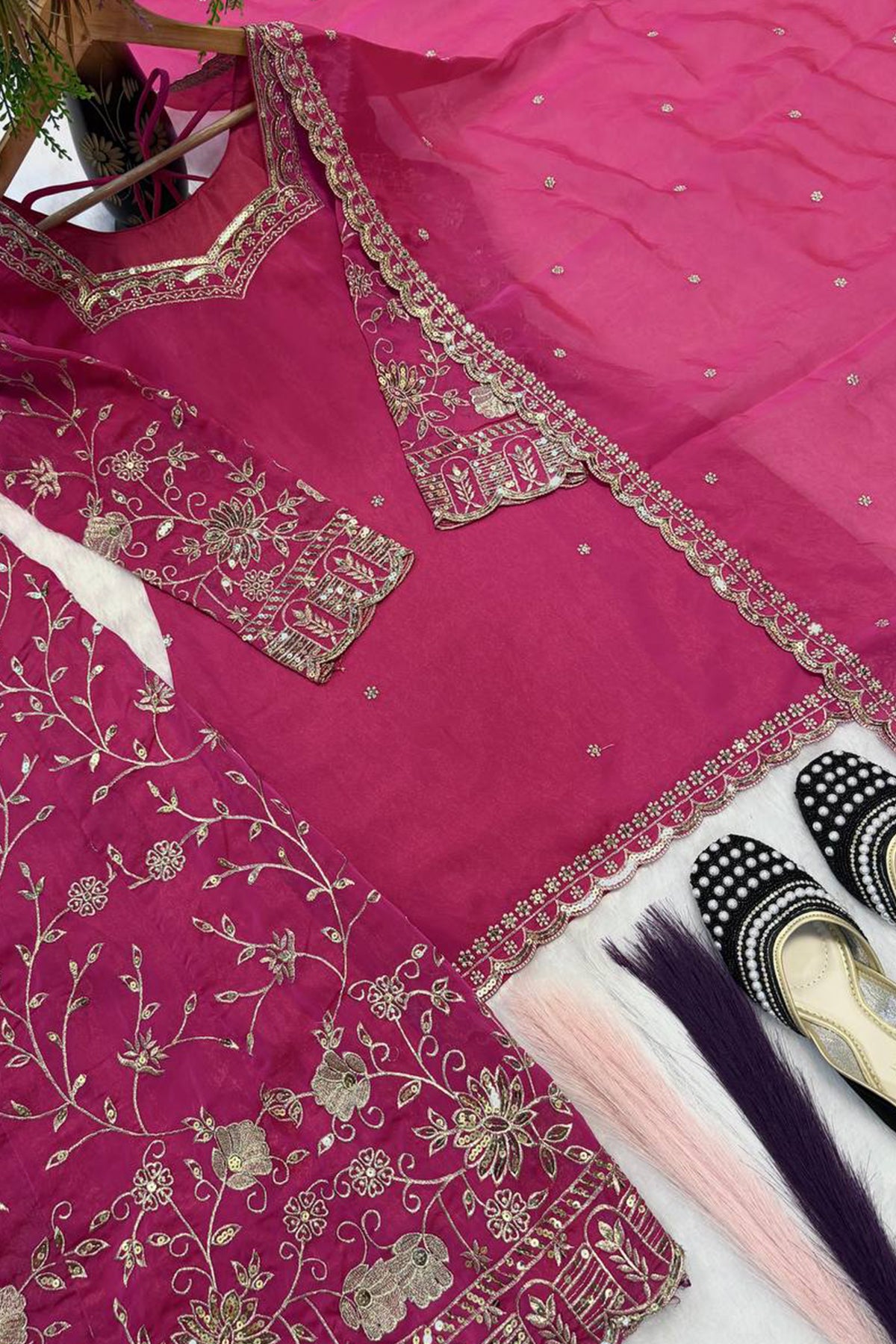 SHAFNUFAB Women's Georgette Ethnic Wear for WomenSemi StitchedSalwarSuit  SF251320