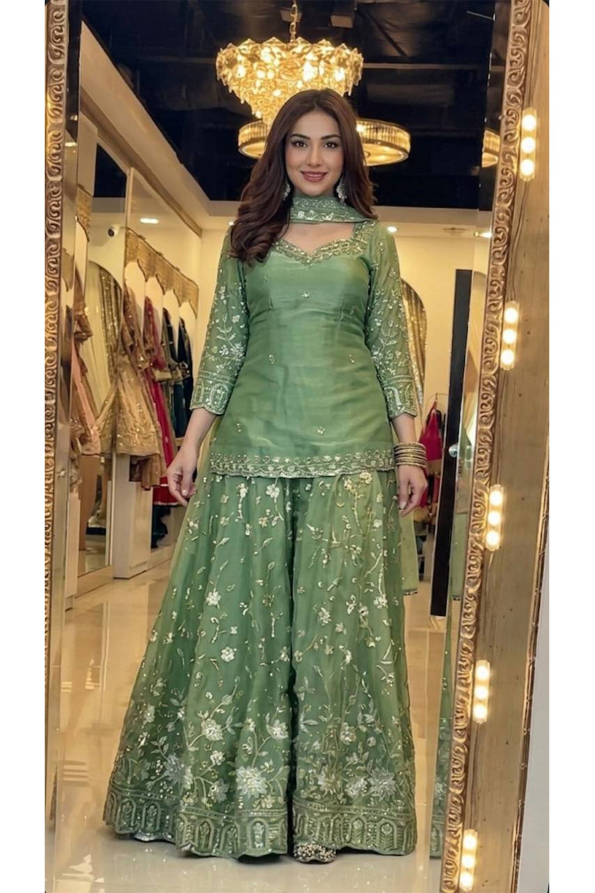 SHAFNUFAB Women's Georgette Ethnic Wear for WomenSemi StitchedSalwarSuit  SF251322