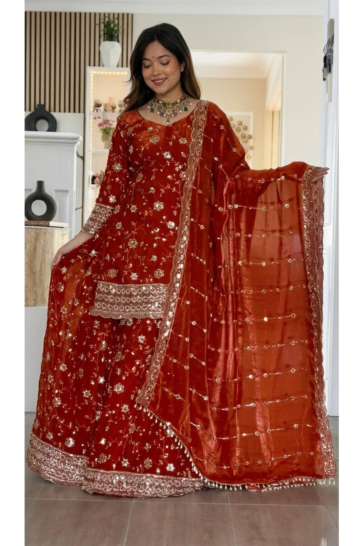 SHAFNUFAB Women's Georgette Ethnic Wear for WomenSemi StitchedSalwarSuit  SF251323