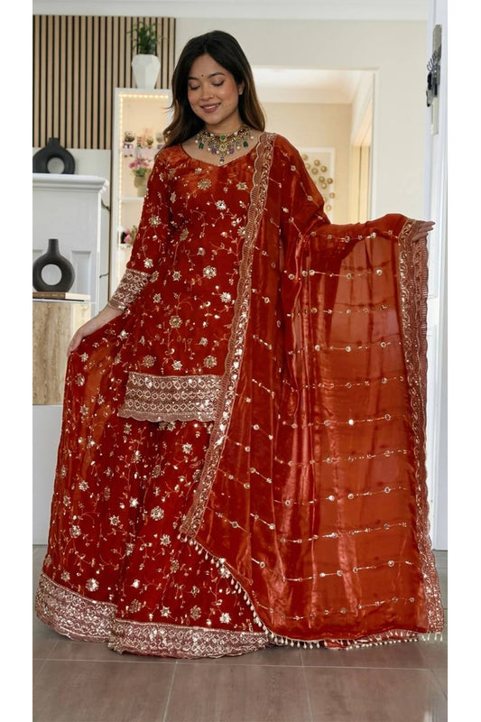 SHAFNUFAB Women's Georgette Ethnic Wear for WomenSemi StitchedSalwarSuit  SF251323