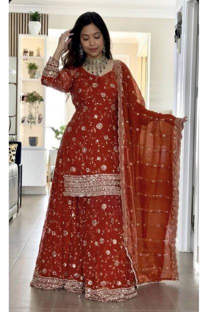 SHAFNUFAB Women's Georgette Ethnic Wear for WomenSemi StitchedSalwarSuit  SF251323