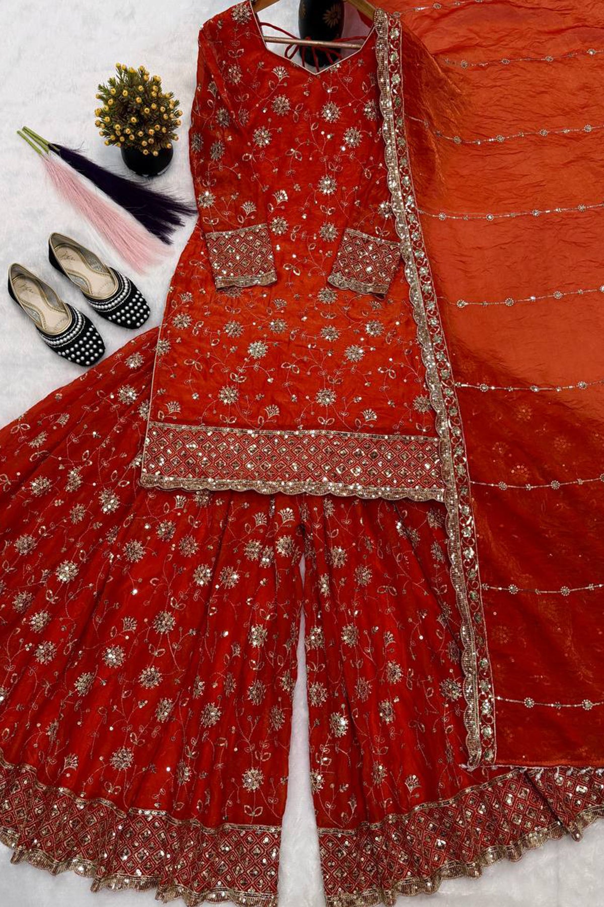 SHAFNUFAB Women's Georgette Ethnic Wear for WomenSemi StitchedSalwarSuit  SF251323